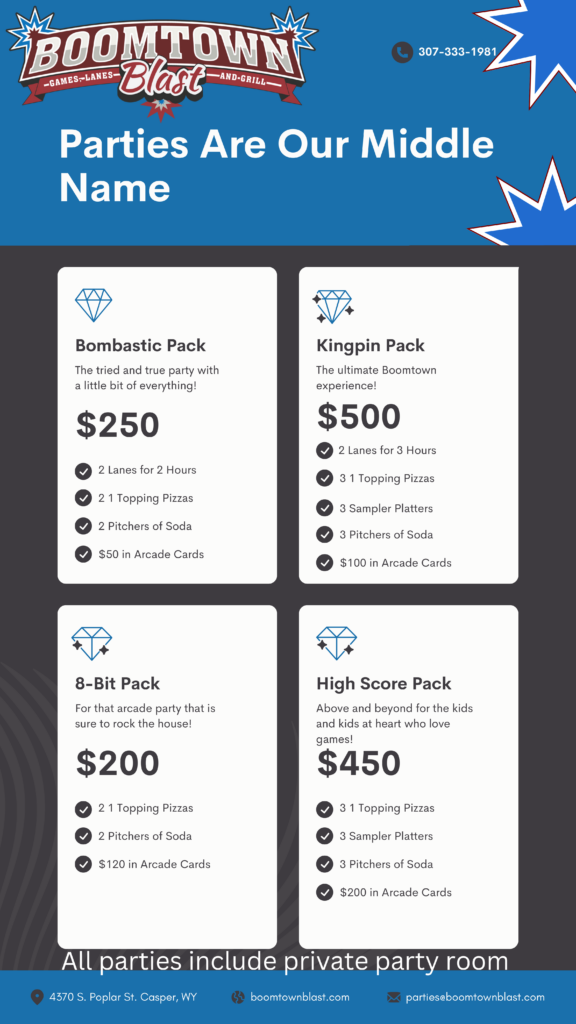 Party Pricing List